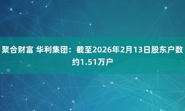 聚合财富 华利集团：截至2026年2月13日股东户数约1.51万户