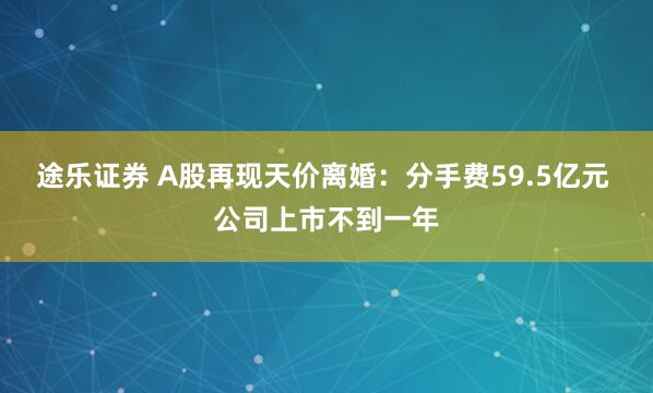 途乐证券 A股再现天价离婚：分手费59.5亿元 公司上市不到一年